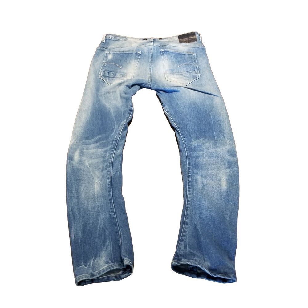 G Star Raw Jeans Arc 3D Blue Distressed Faded Denim GS01 Originals (31x27.5) - Picture 3 of 6